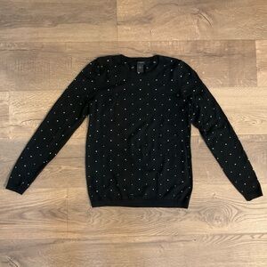 Ann Taylor black with white and light gray dots crewneck sweater, S